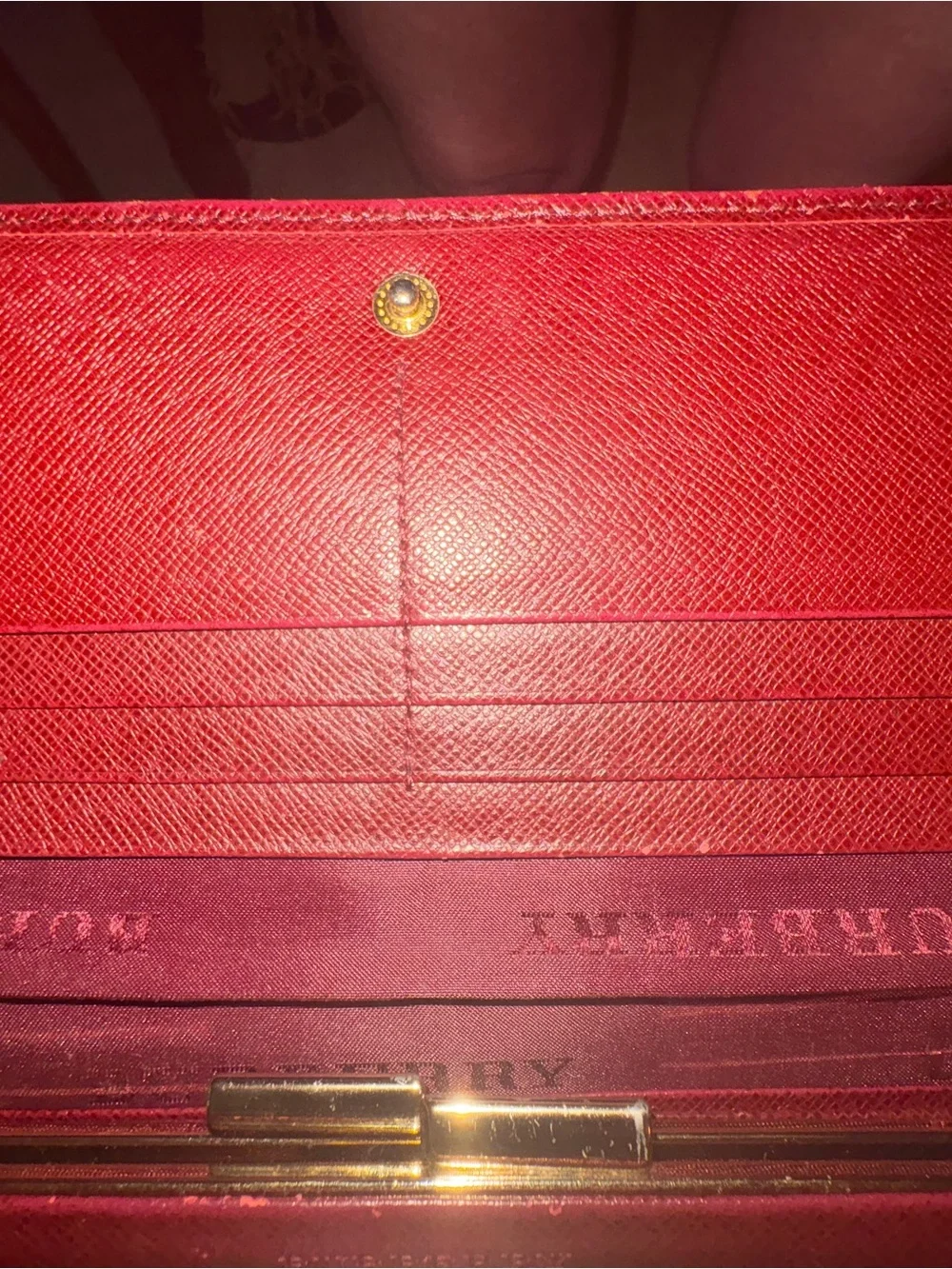 Burberry Beige Nova Check Card Holder with Burgundy Trim